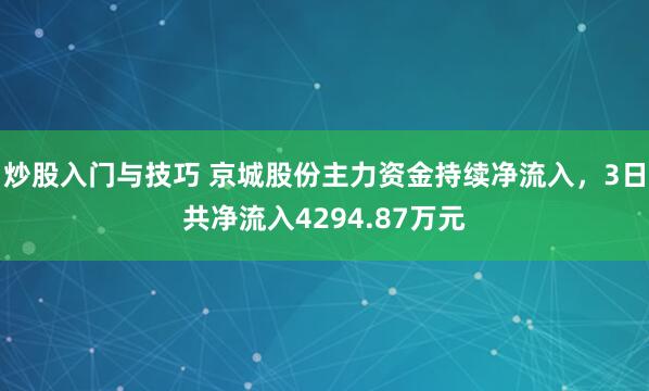 炒股入门与技巧 京城股份主力资金持续净流入，3日共净流入4294.87万元